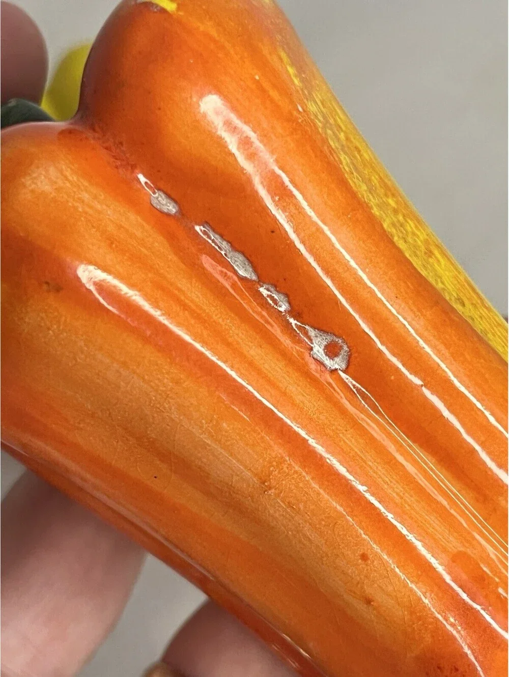 Vintage MCM Salt & Pepper Shakers Ceramic Orange Peppers Hand Painted Italy